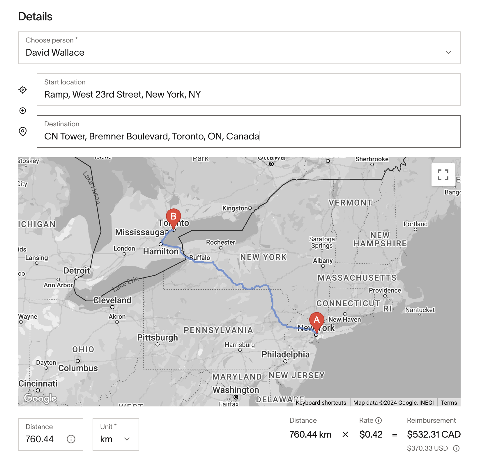 Mileage reimbursements feature in Ramp